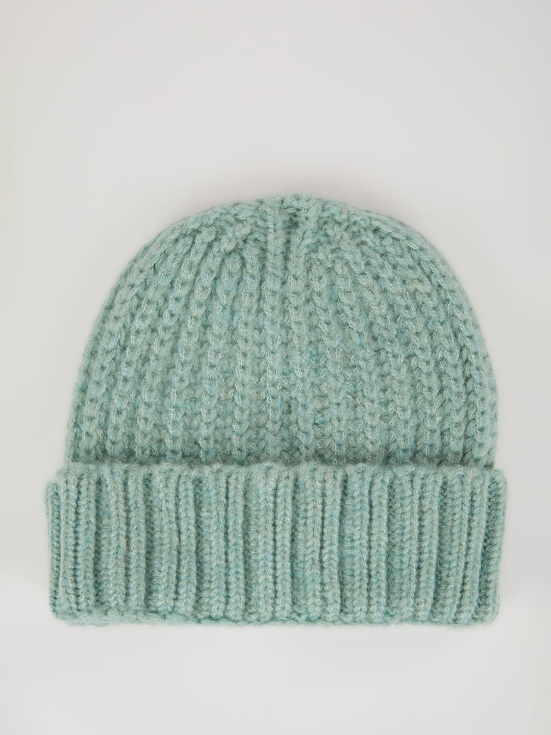 

DeFacto Women Self Design Pure Acrylic Beanie, Sea green