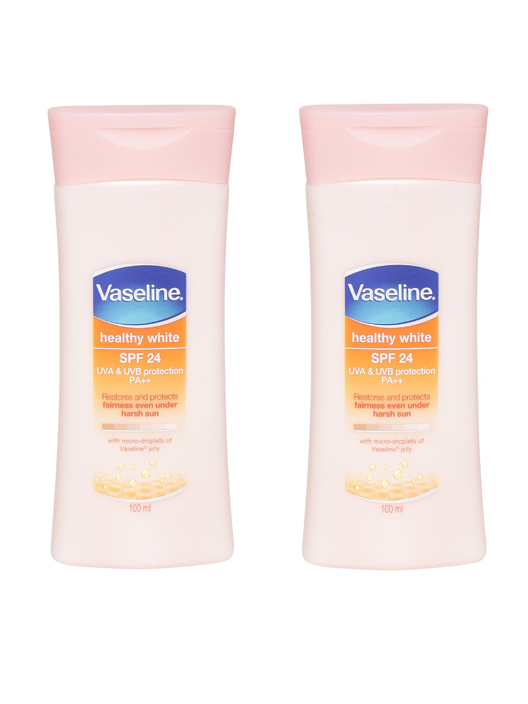 

Vaseline Set Of 2 Healthy White SPF 24 PA++ Body Lotion - 100ml Each, Pink