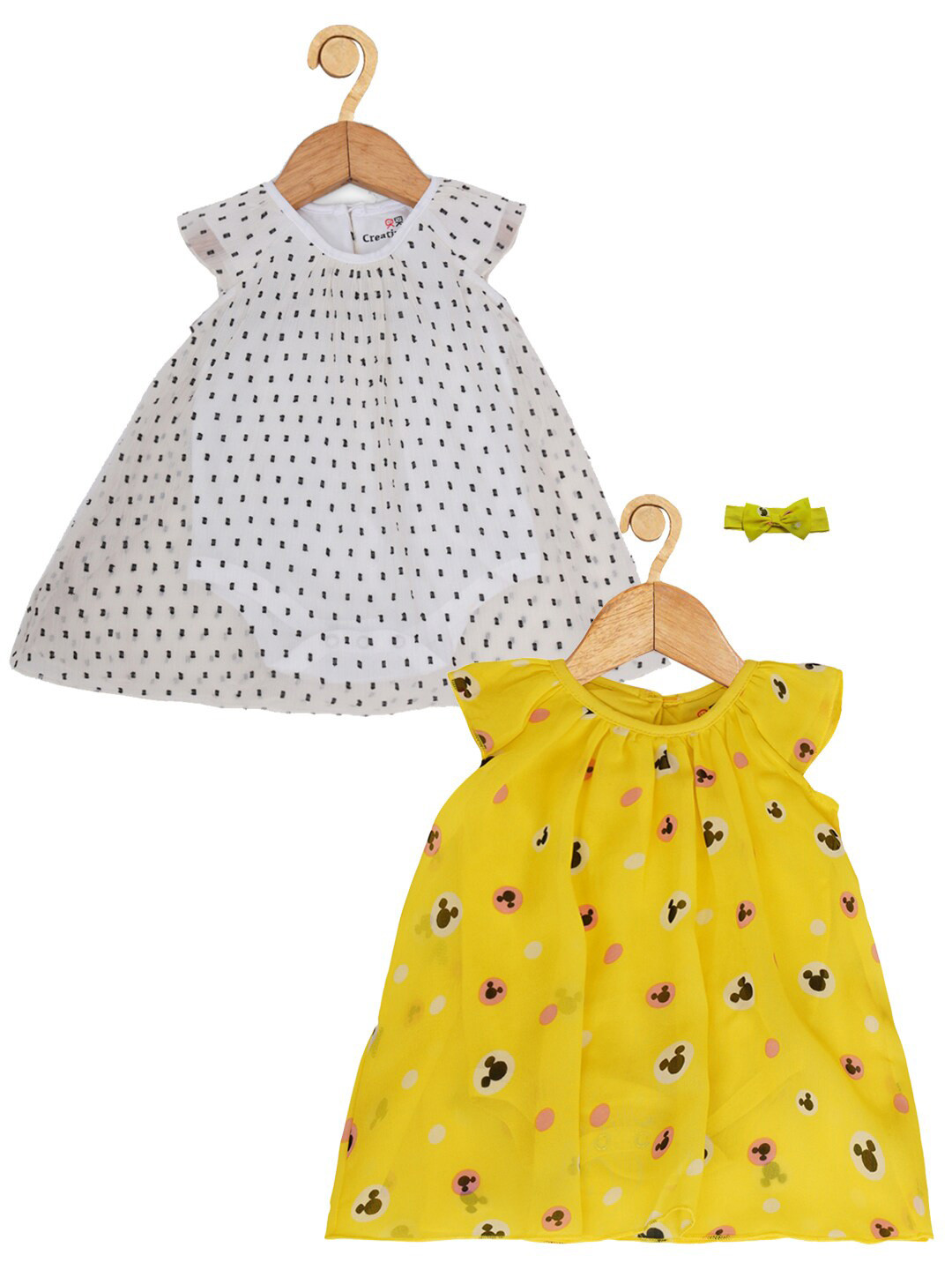 

Creative Kids Infant Girls Pack Of 2 Graphic Print A-Line Dress, White