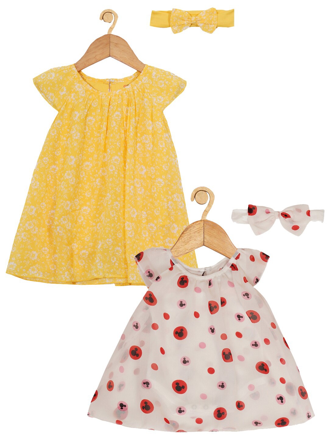 

Creative Kids Girls Pack Of 2 Floral Printed A-Line Dress, Yellow