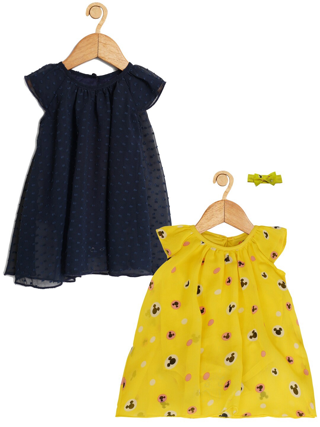 

Creative Kids Infants Girls Pack Of 2 Mickey Mouse Printed Romper Dress, Navy blue