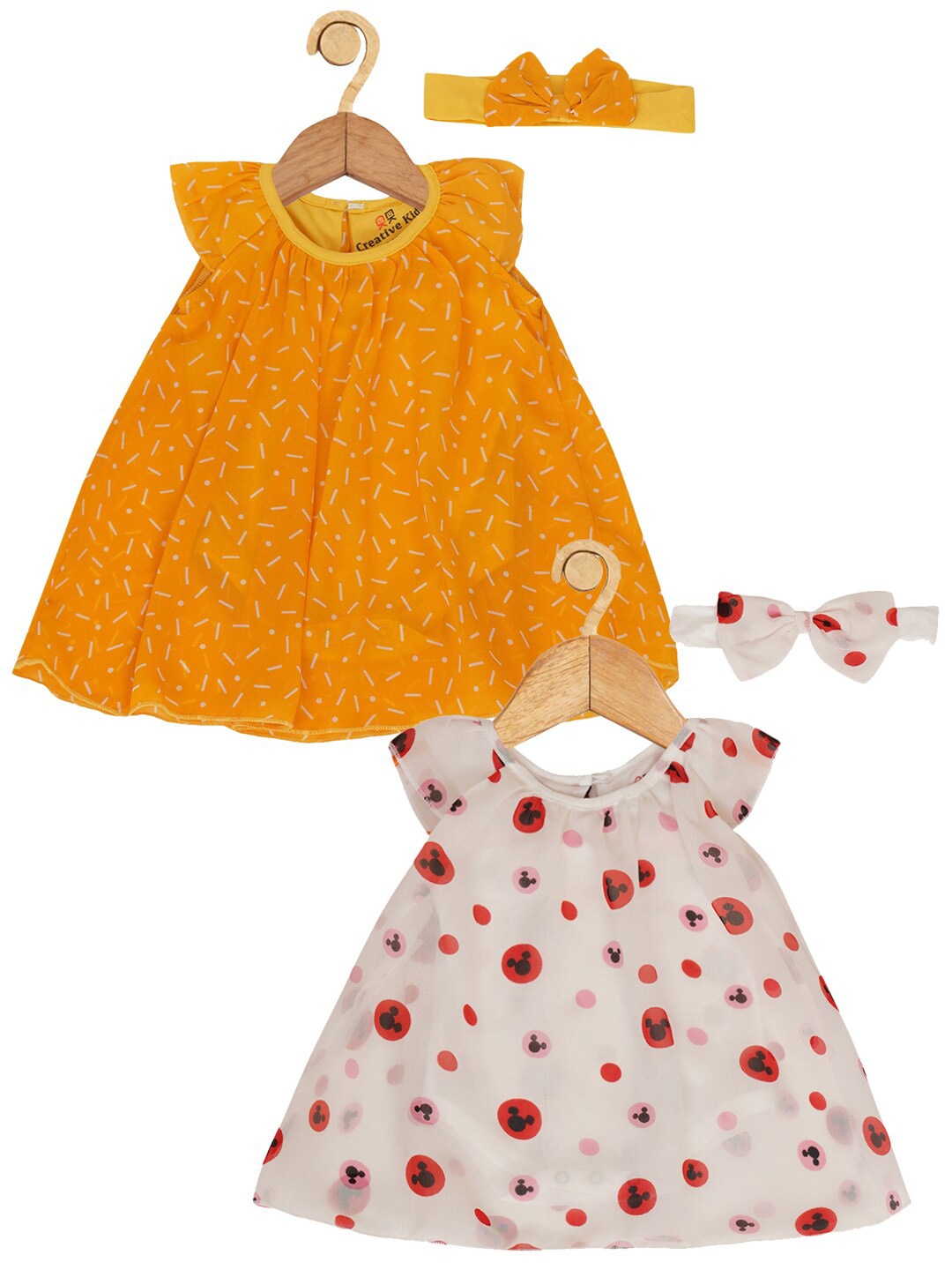 

Creative Kids Girls Pack Of 2 Geometric Printed A-Line Dress, White