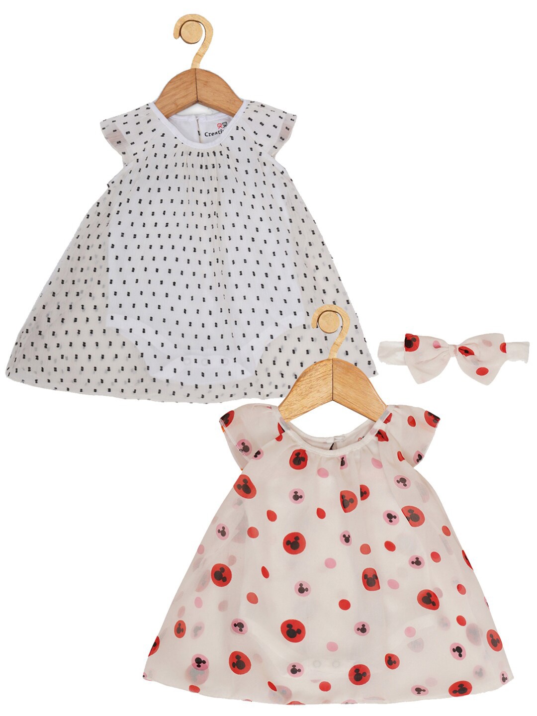 

Creative Kids Girls Pack Of 2 Conversational Printed A-Line Dress, White