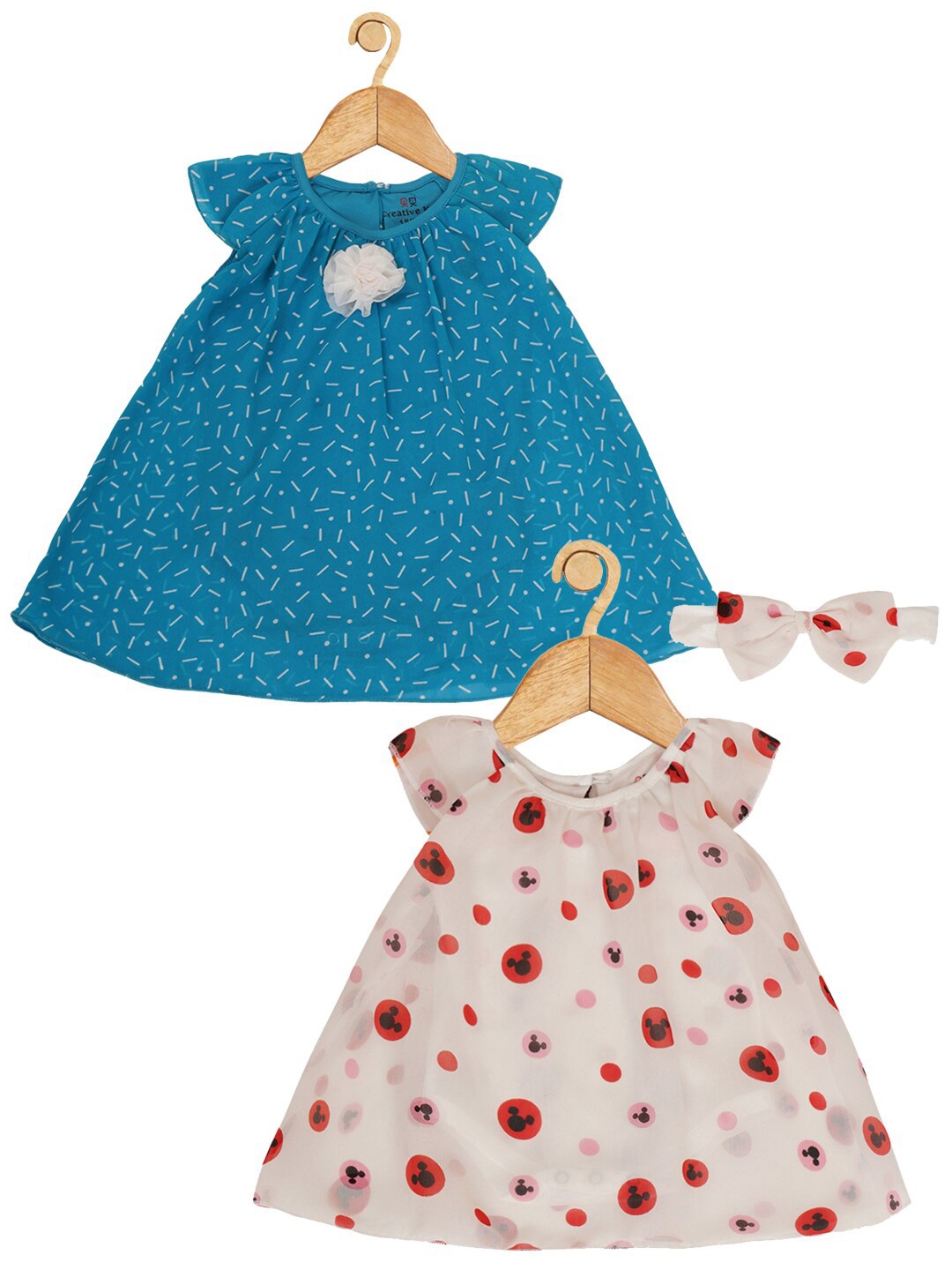 

Creative Kids Girls Pack Of 2 Geometric Printed A-Line Dress, White