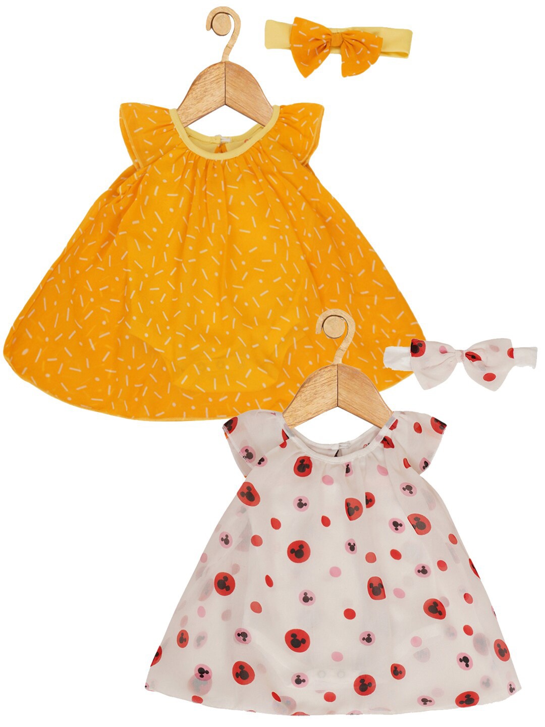 

Creative Kids Infant Girls Pack Of 2 Graphic Print A-Line Dress, Yellow