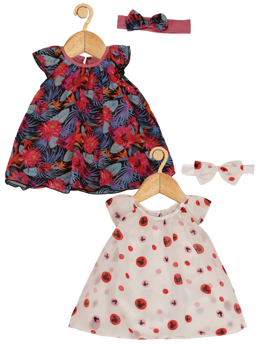 

Creative Kids Infants Girls Pack Of 2 Mickey Mouse Printed Romper Dress, White