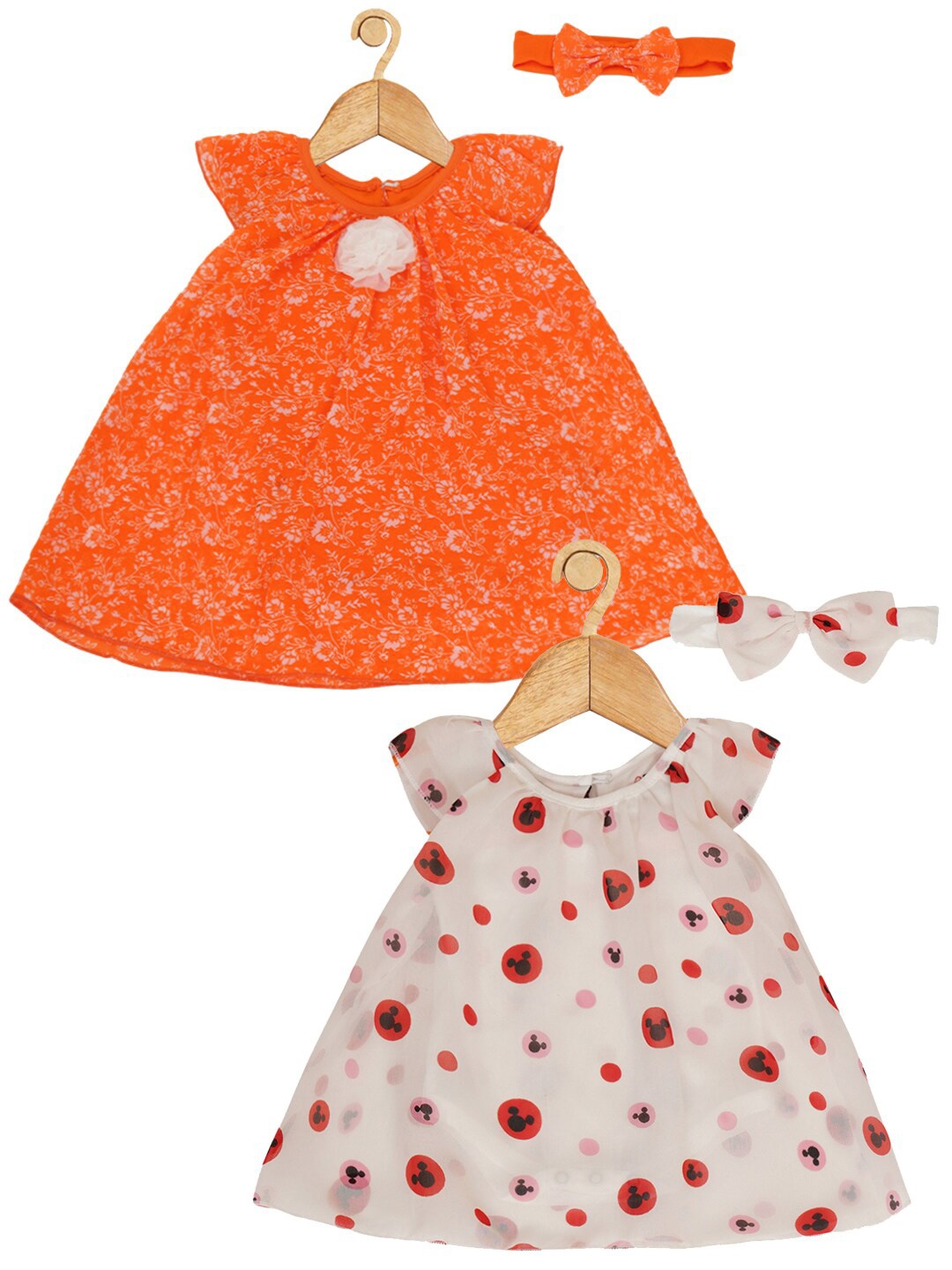 

Creative Kids Infants Girls Pack Of 2 Mickey Mouse Printed Romper Dress, White