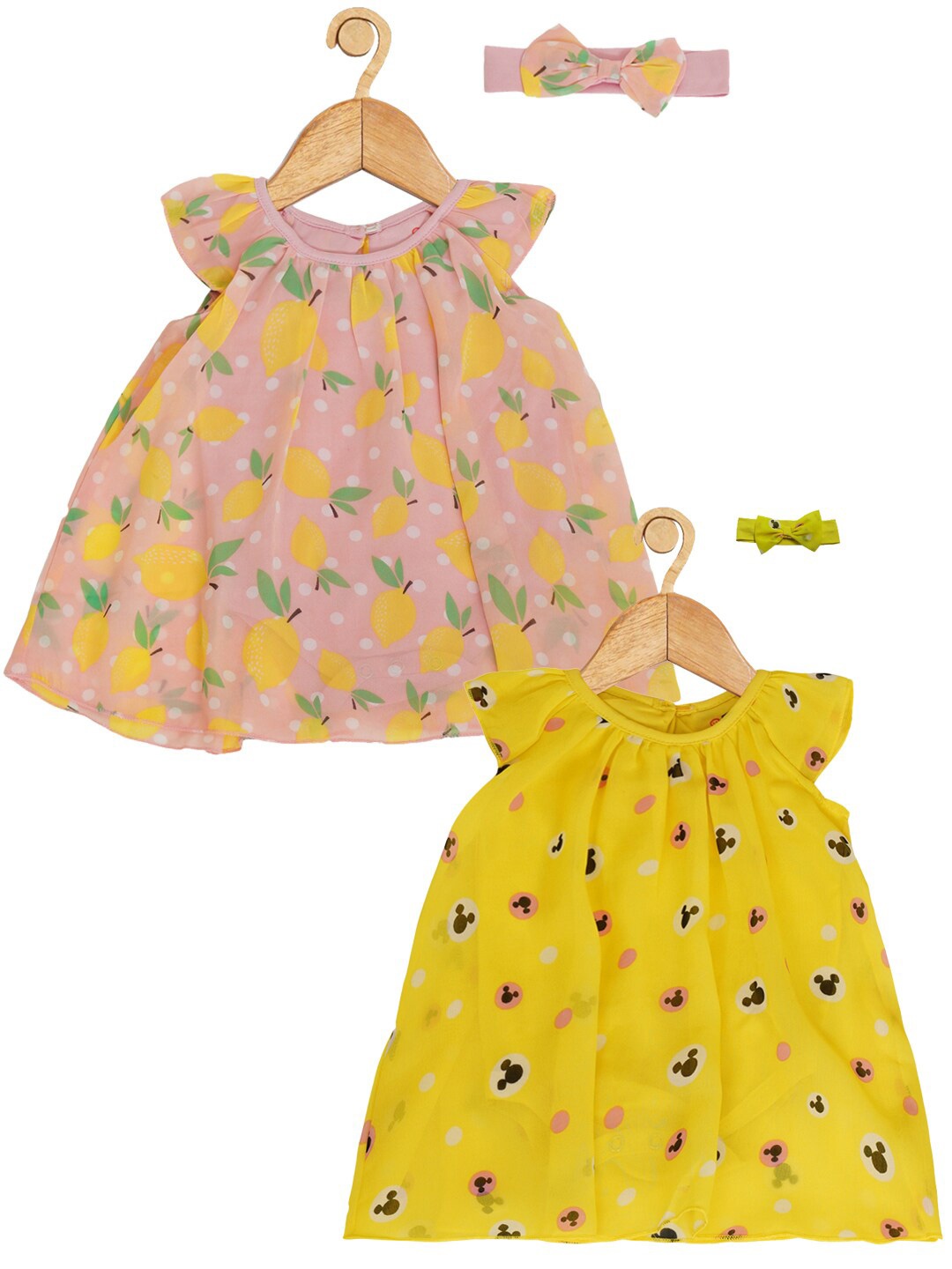 

Creative Kids Girl Pack Of 2 Floral Printed Cap Sleeves A-Line Dress, Pink