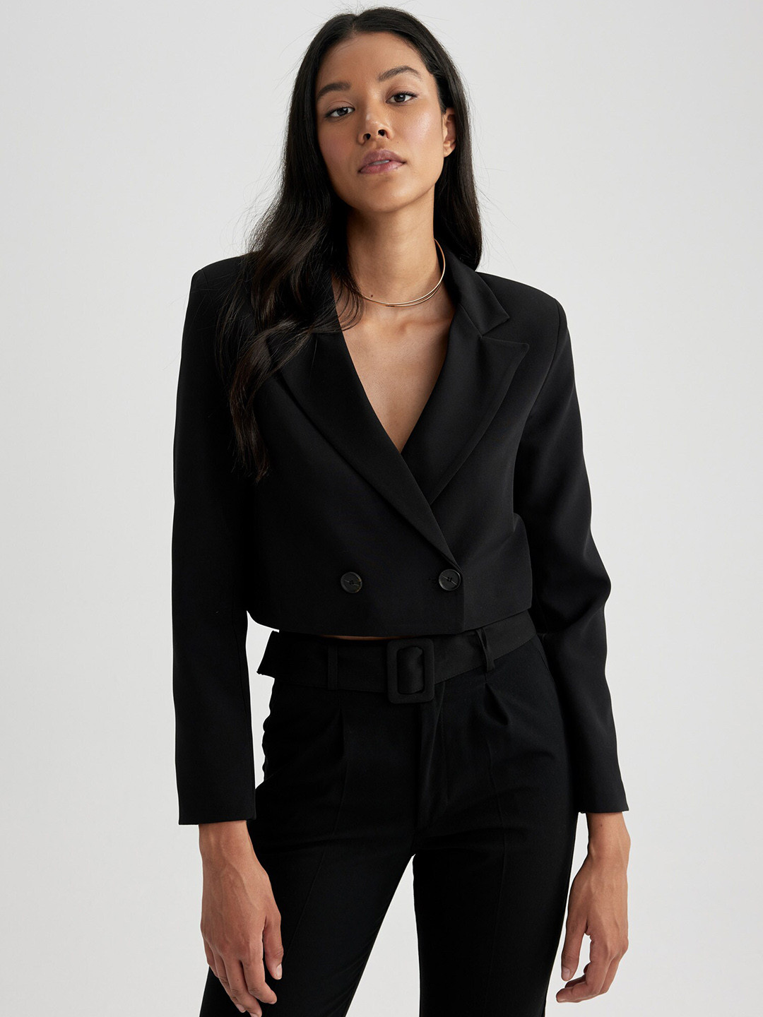 

DeFacto Double Breasted Formal Blazers, Black