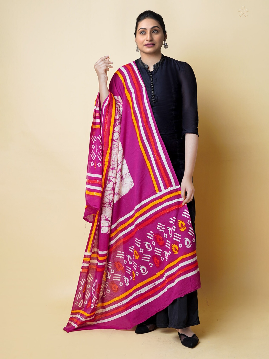 

Unnati Silks Batik Printed Pure Cotton Dupatta, Purple