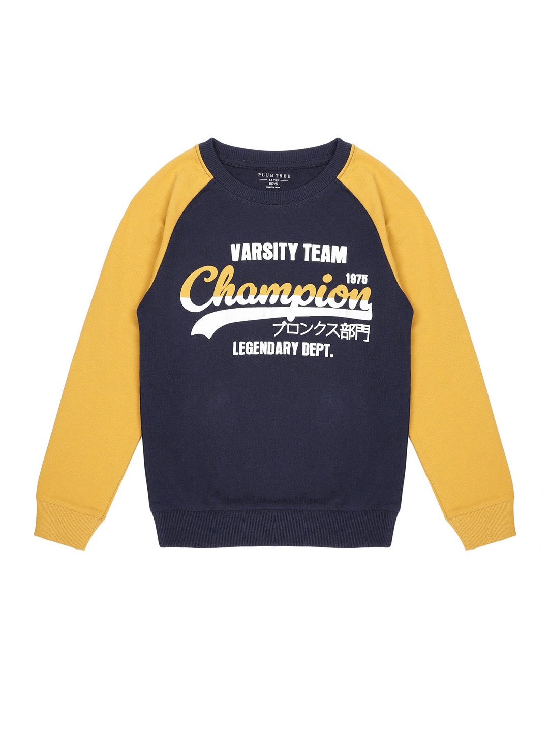 

PLUM TREE Boys Typography Printed Cotton Sweatshirt, Navy blue