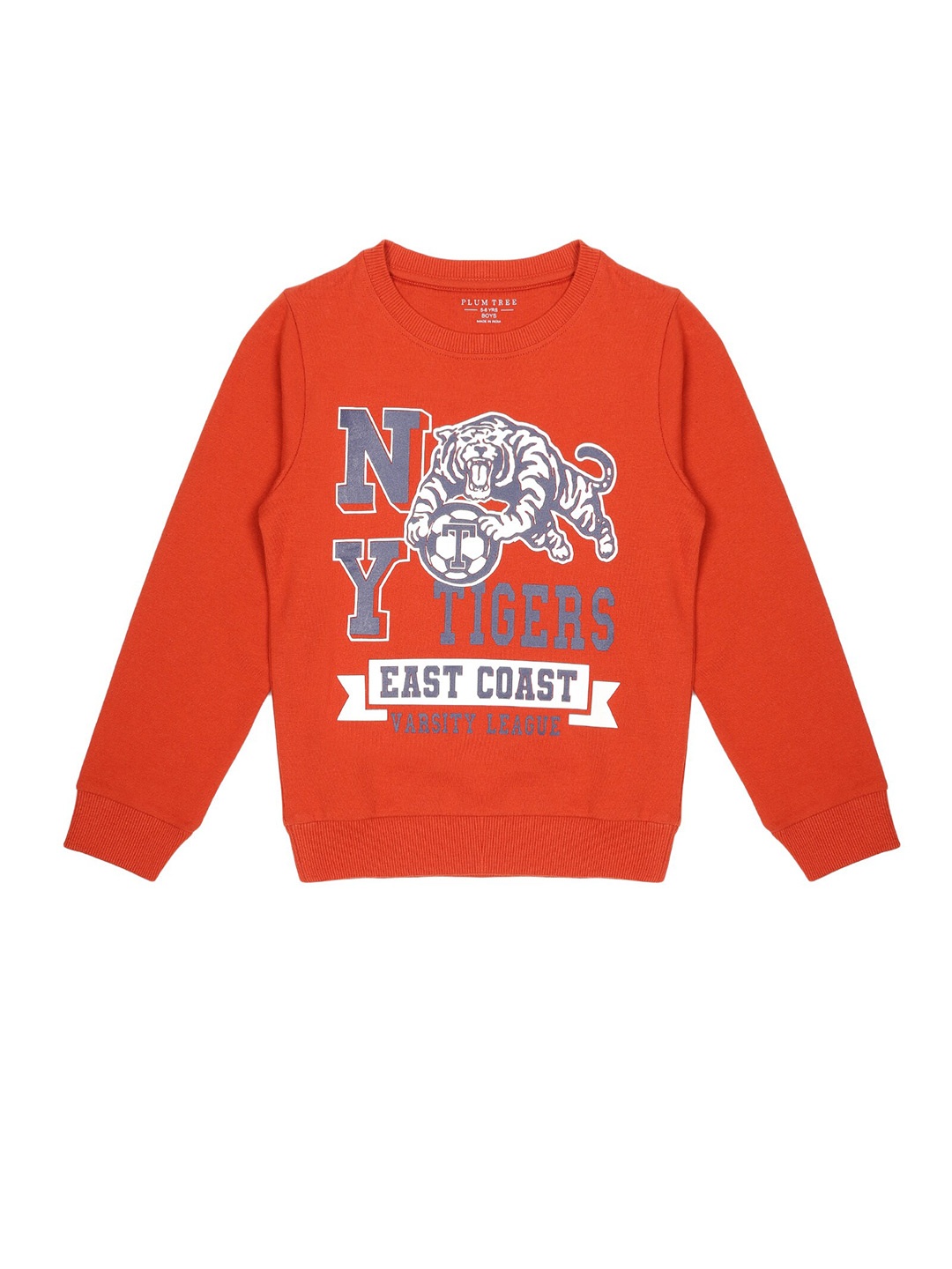 

PLUM TREE Boys Typography Printed Cotton Pullover Sweatshirt, Orange