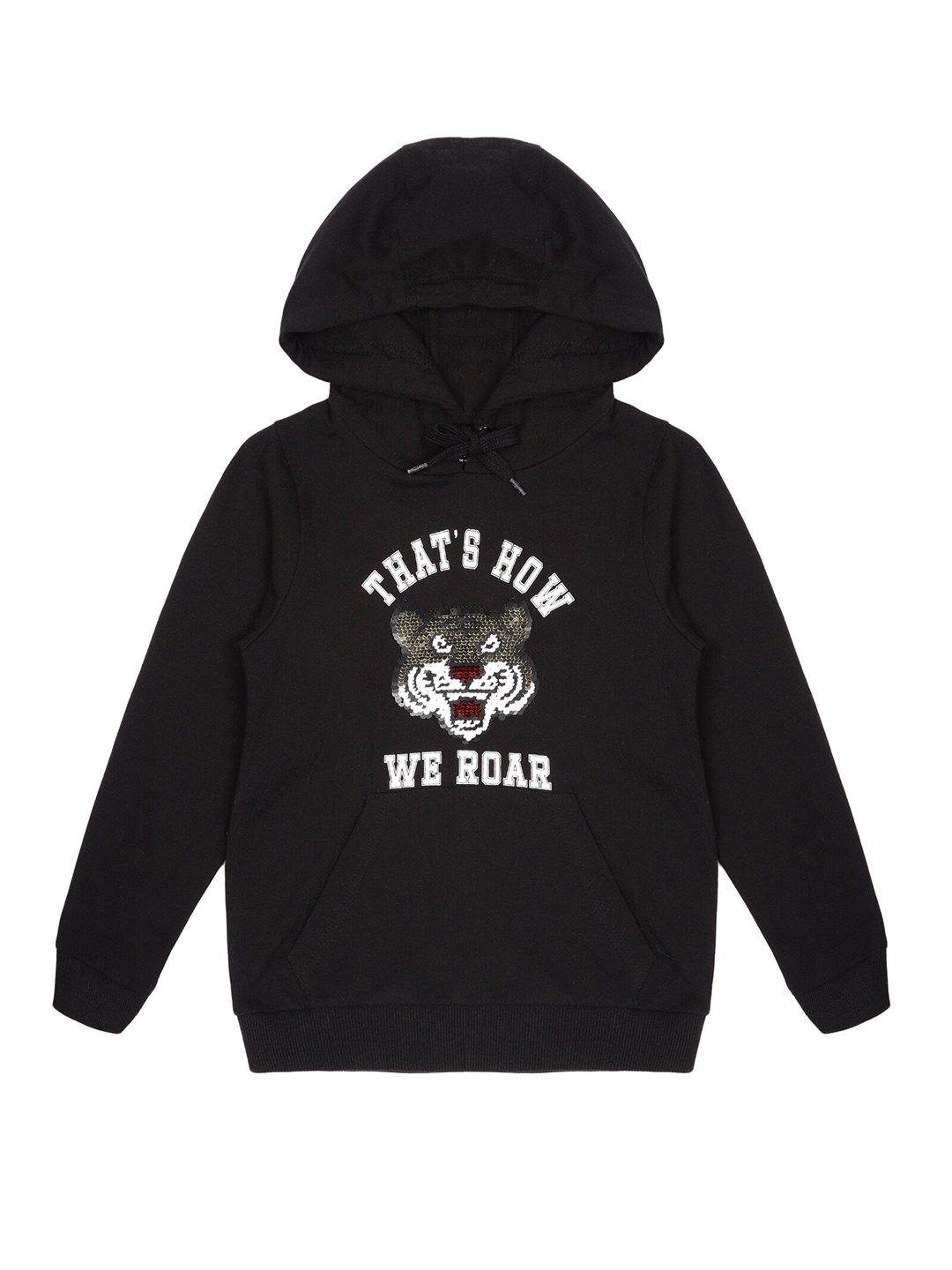 

PLUM TREE Boys Graphic Printed Cotton Hooded Pullover Sweatshirt, Black