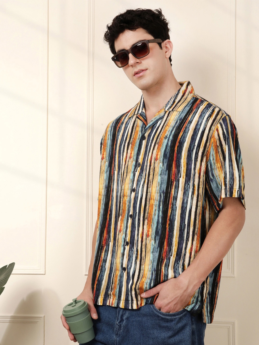 

WROGN Multi Striped Casual Shirt, Blue