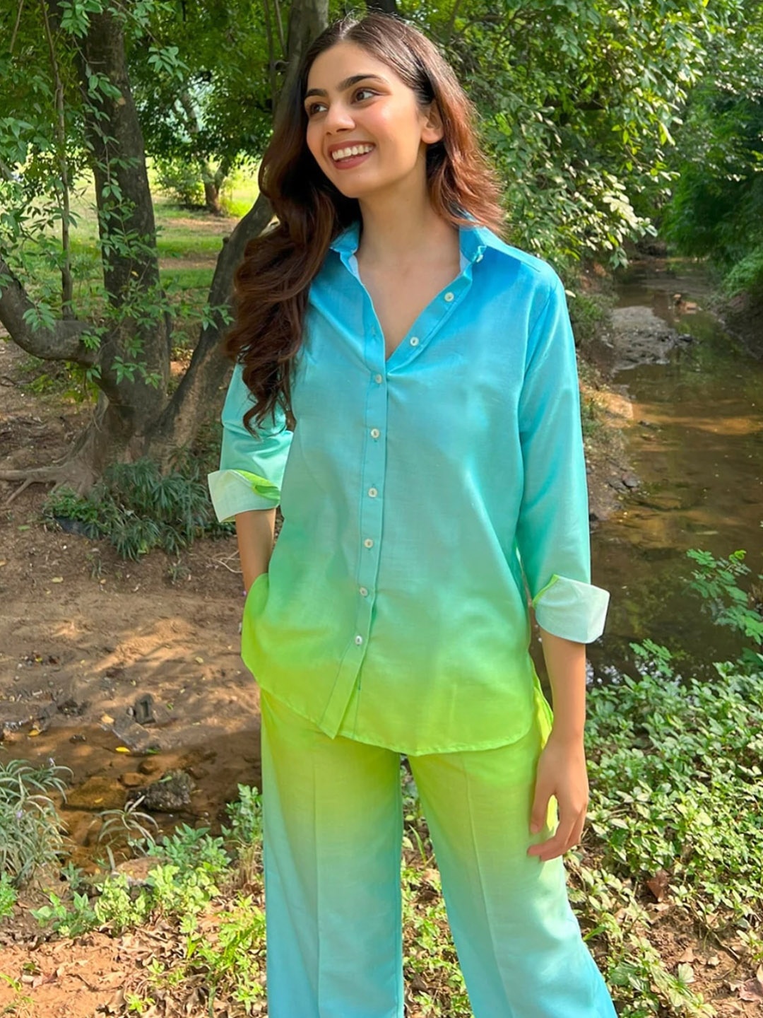 

Ekta Textiles Colourblocked Shirt Color Co-Ords, Blue