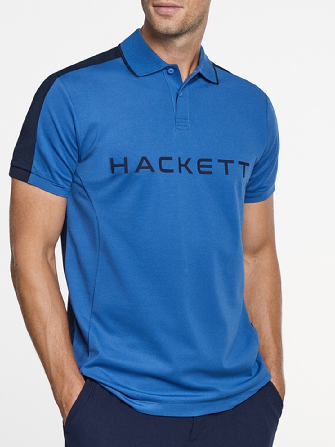 

HACKETT LONDON Typography Printed Polo Collar T-shirt, Blue