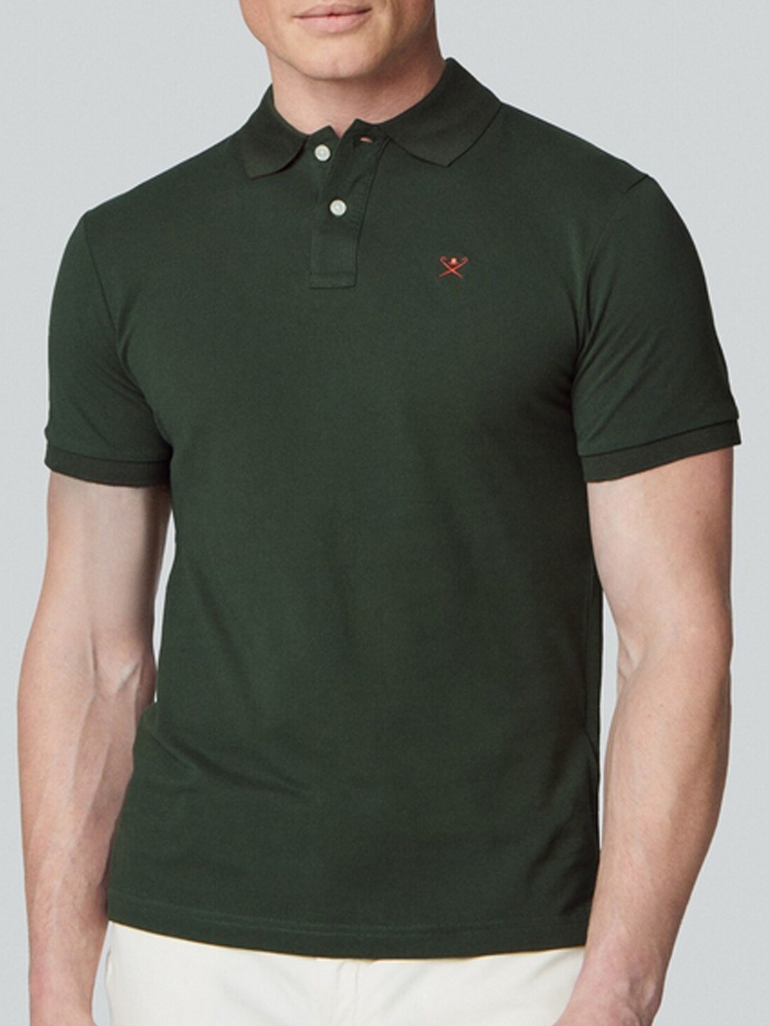 

HACKETT LONDON Polo Collar Pure Cotton T-Shirt, Olive