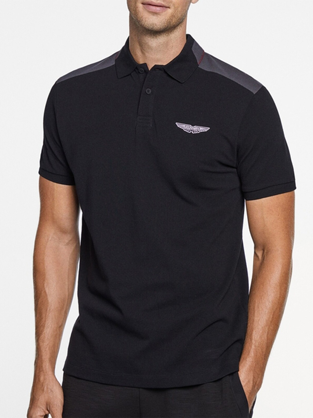 

HACKETT LONDON Polo Collar Cotton T-shirt, Black