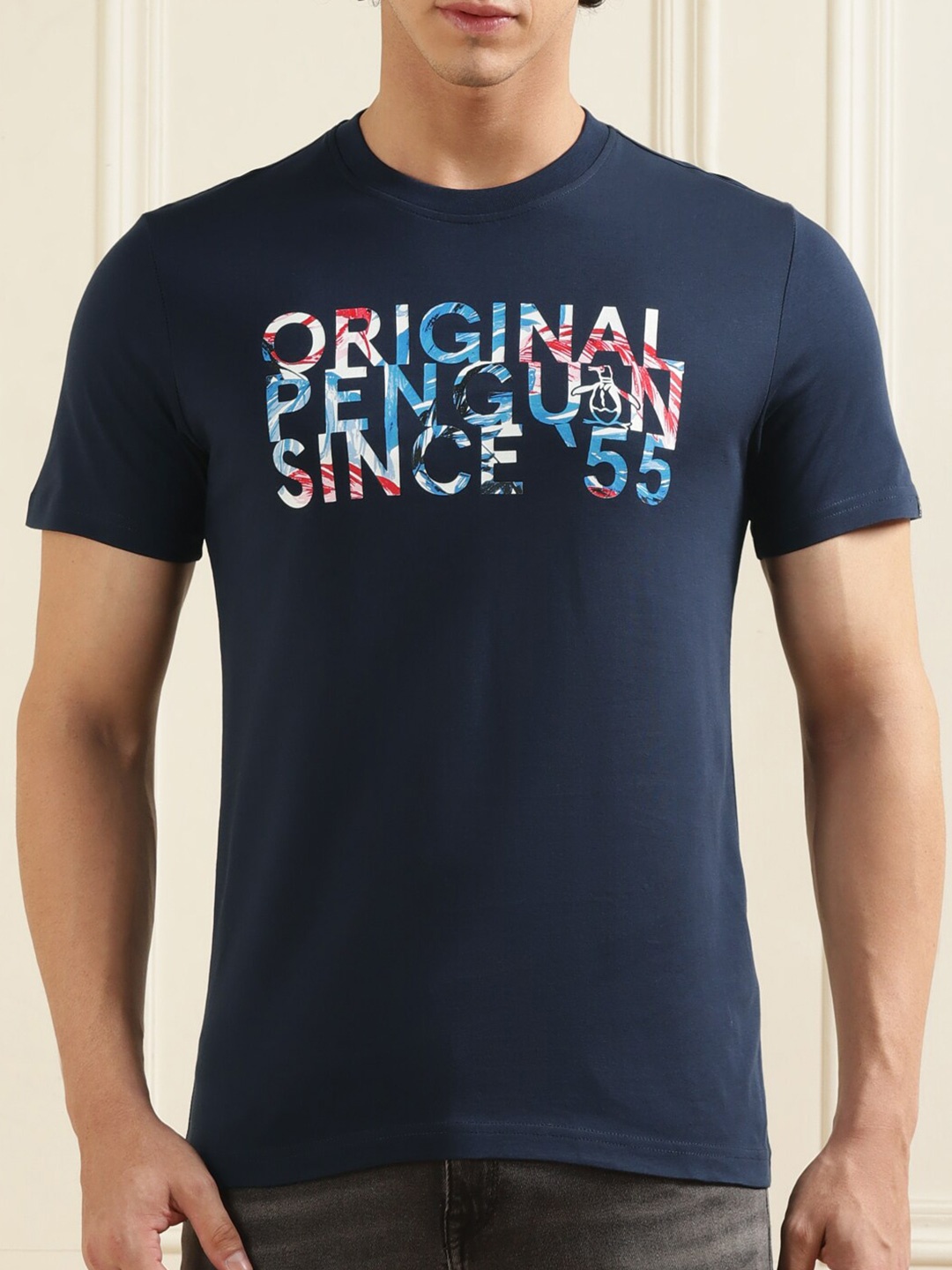 

Original Penguin Typography Printed Pure Cotton T-shirt, Blue