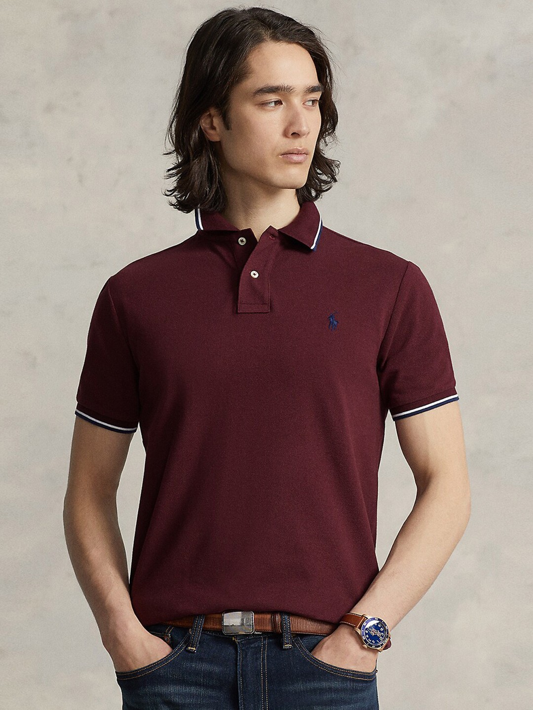 

Polo Ralph Lauren Polo Collar Pure Cotton Slim Fit T-shirt, Maroon