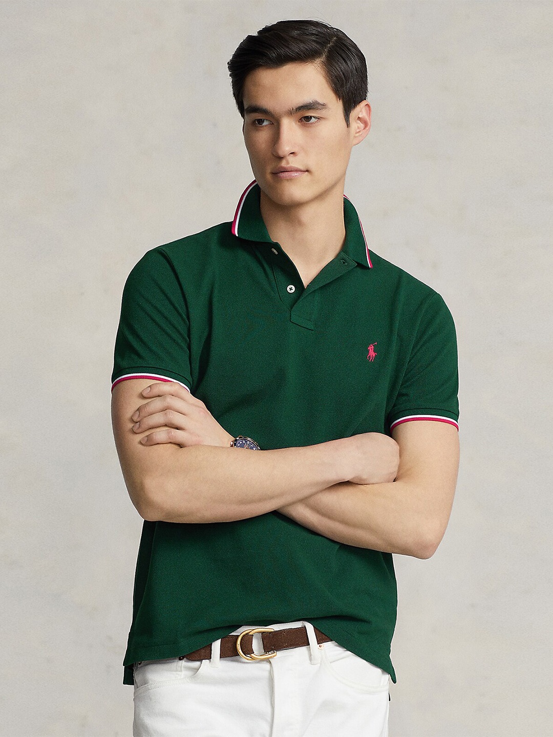 

Polo Ralph Lauren Slim Fit Polo Collar Pure Cotton T-shirt, Green