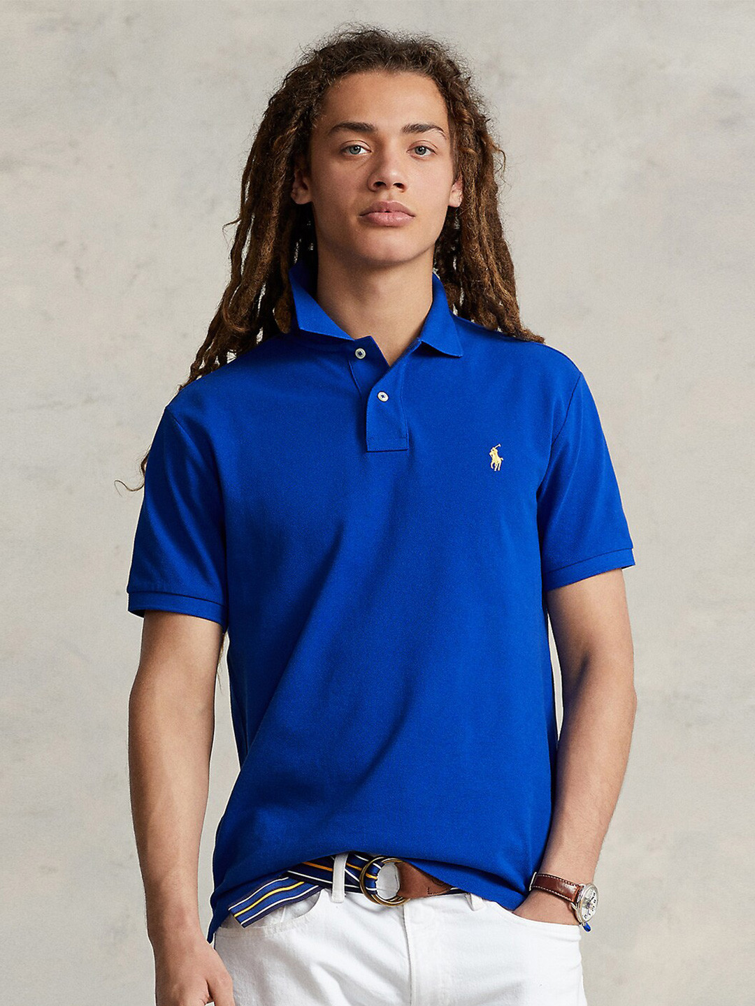

Polo Ralph Lauren Polo Collar Pure Cotton Slim Fit T-shirt, Blue