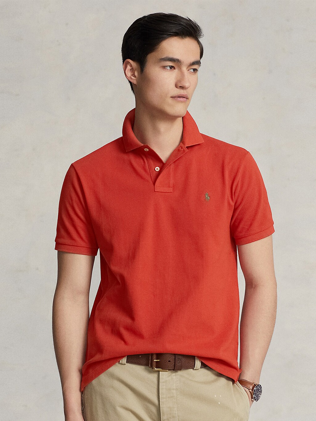 

Polo Ralph Lauren Slim Fit Polo Collar Pure Cotton T-shirt, Orange
