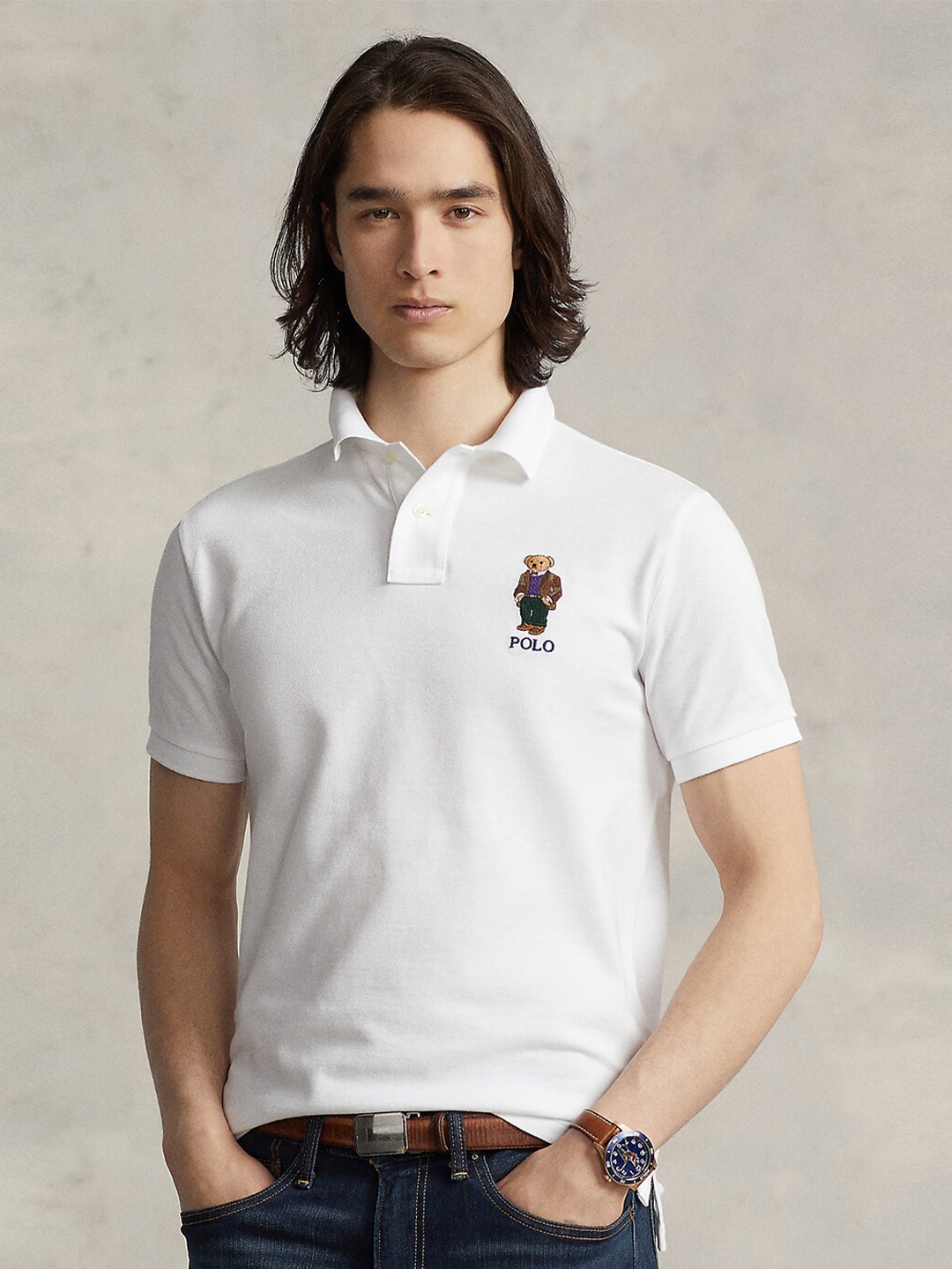 

Polo Ralph Lauren Slim Fit Polo Collar Pure Cotton T-shirt, White