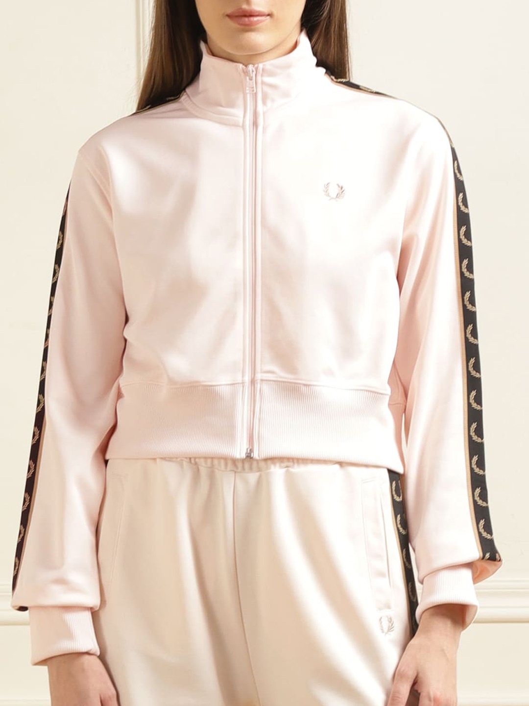 

Fred Perry Mock Collar Crop Sporty Jacket, Pink