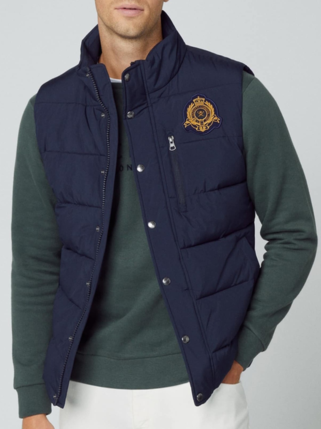 

HACKETT LONDON Longline Padded Jacket With Zip Detail, Navy blue