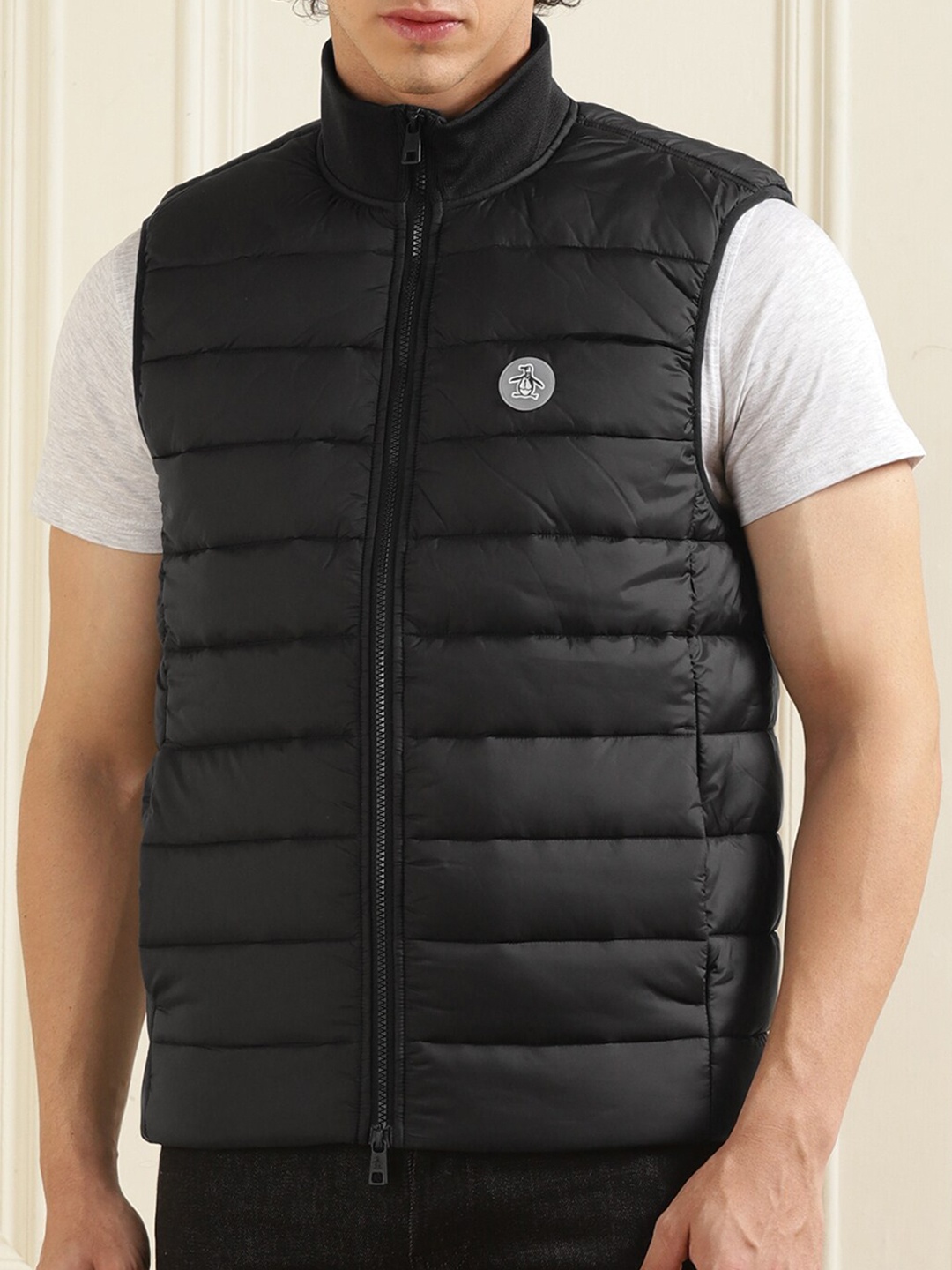 

Original Penguin Mock Collar Sleeveless Puffer Jacket, Black