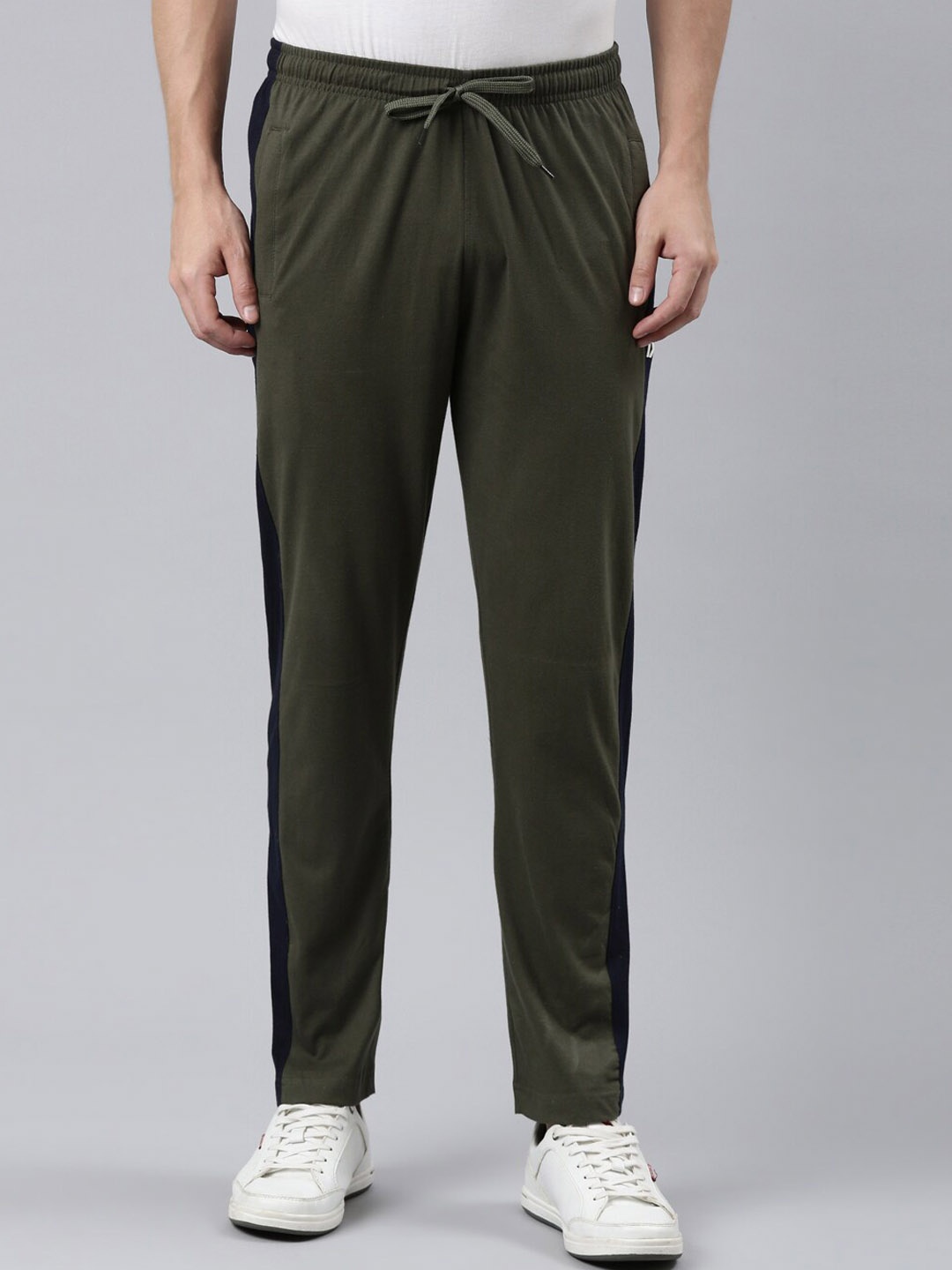 

DIXCY SCOTT Men Cotton Relaxed-fit Track Pants, Olive