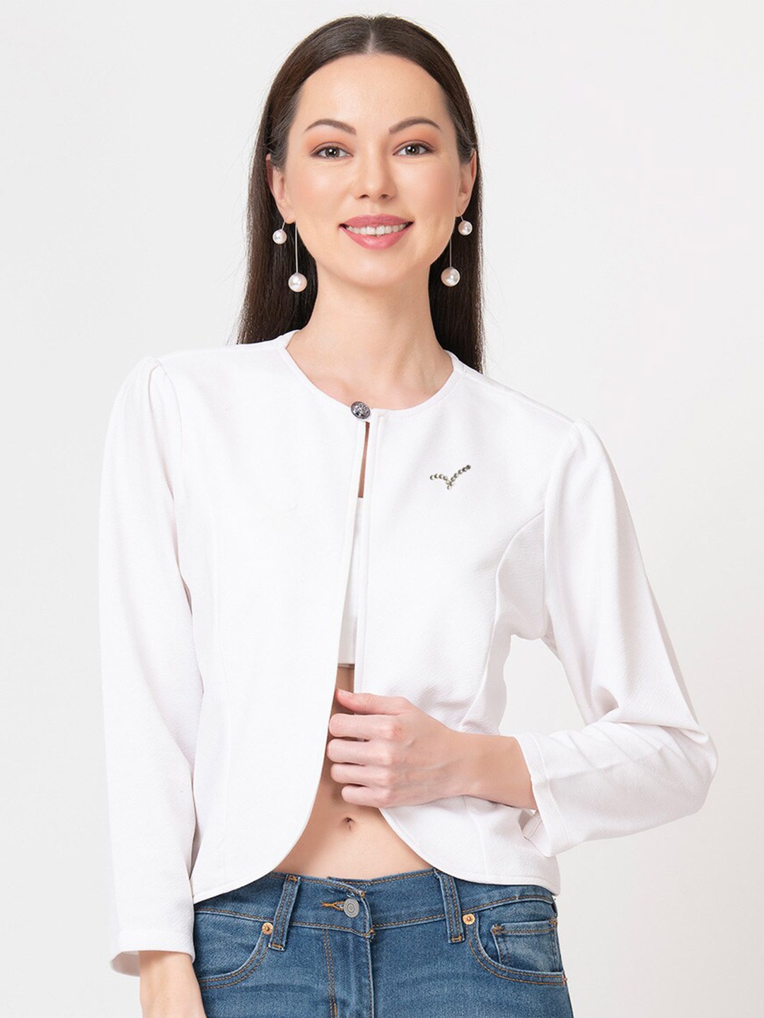 

urSense Long Sleeves Crop Shrug, White