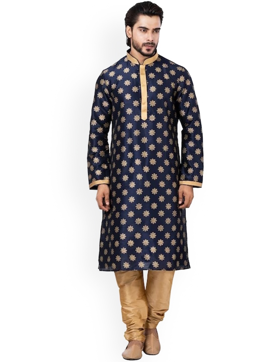 

ROOTED LIBAAS Ethnic Motifs Printed Kurta With Churidar, Navy blue