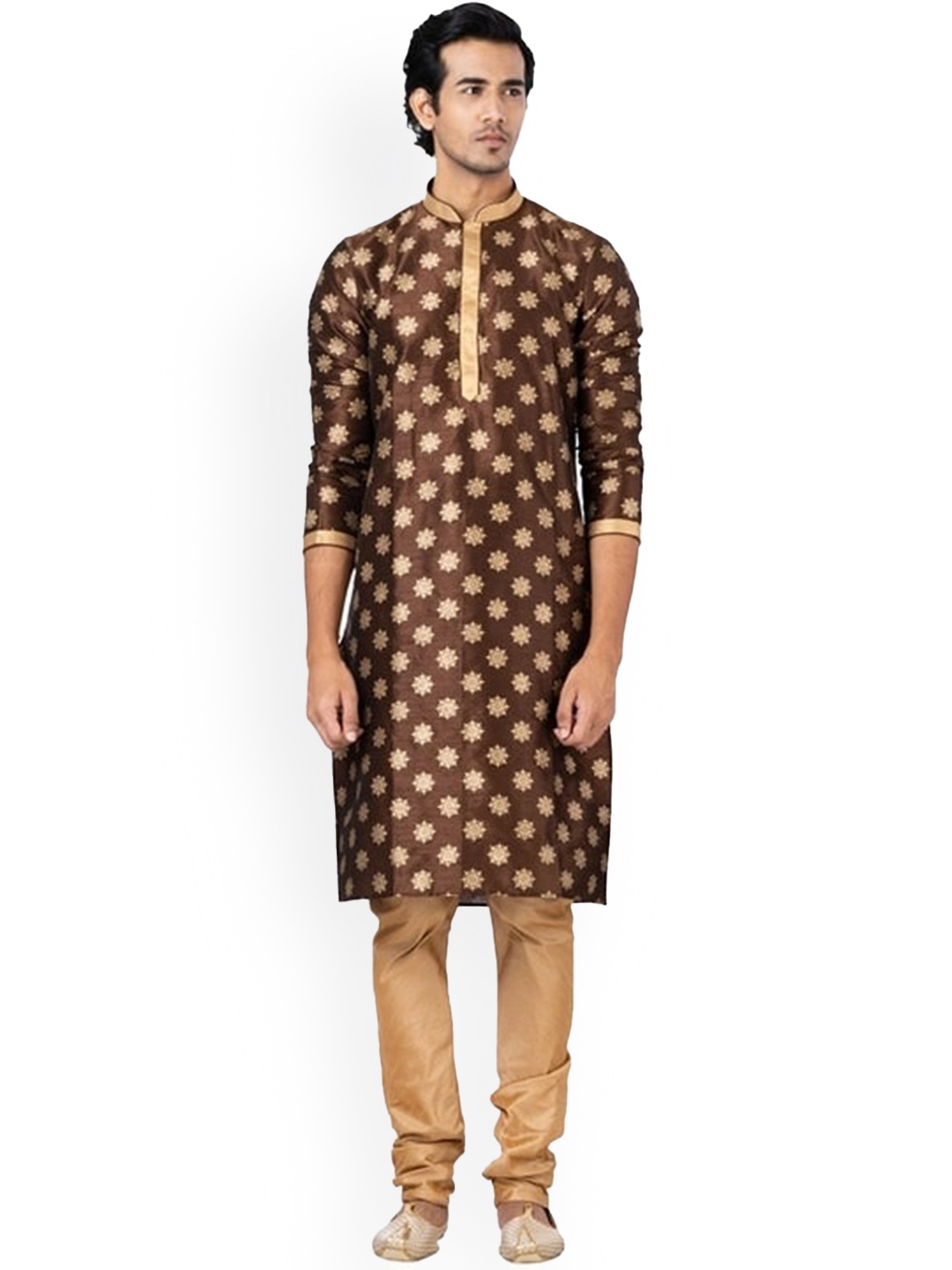 

ROOTED LIBAAS Ethnic Motifs Printed Kurta With Churidar, Brown