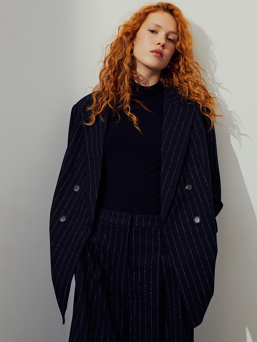 

H&M Double-Breasted Blazer, Navy blue