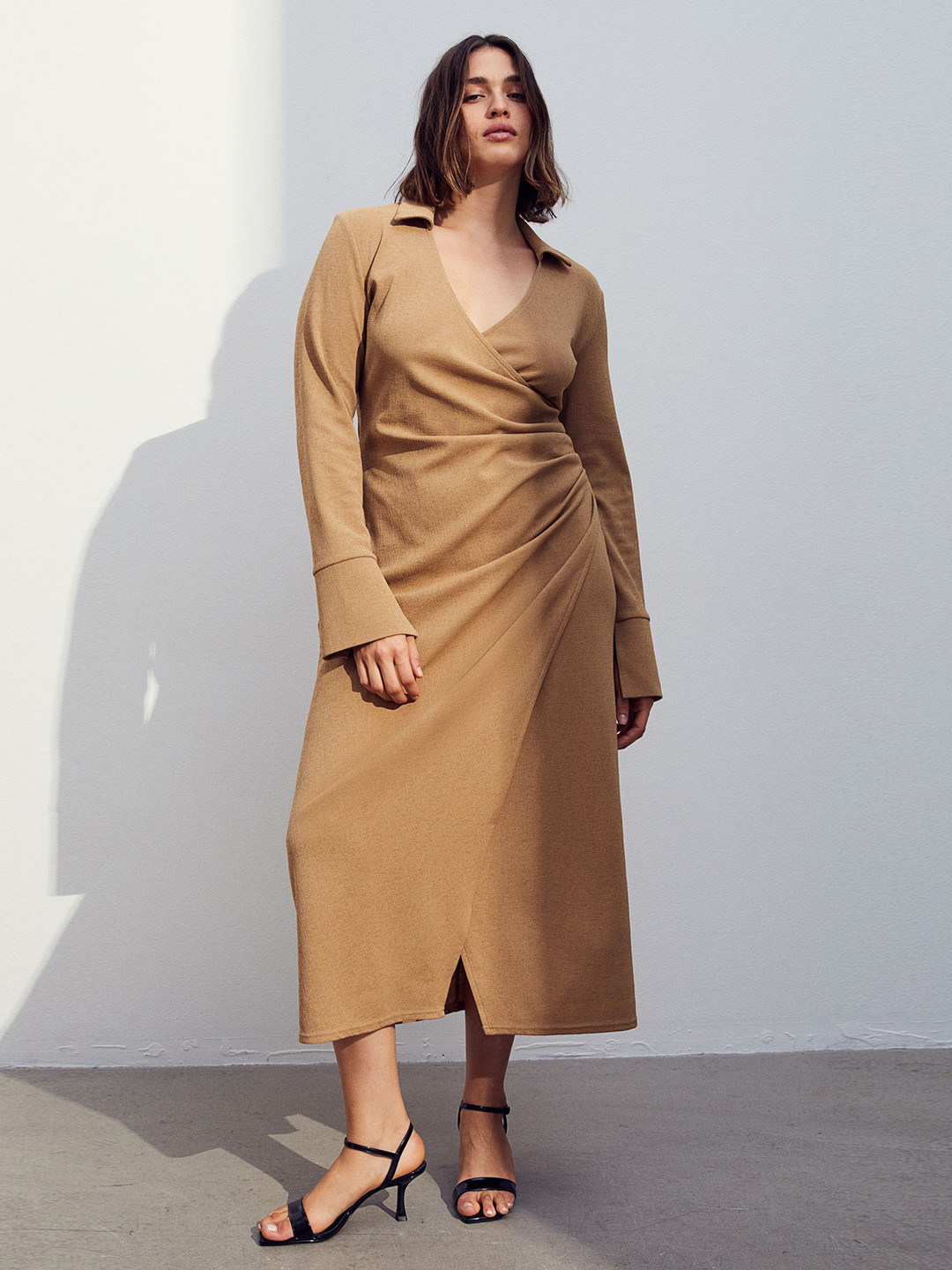 

H&M Wrap Midi Dress, Beige
