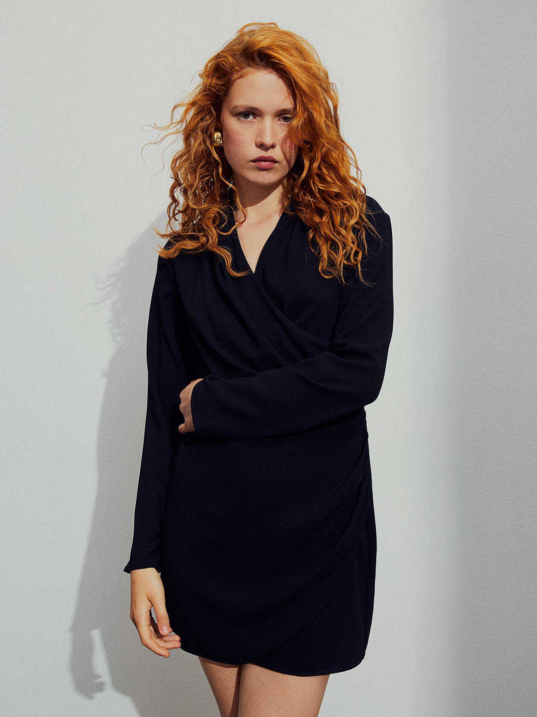 

H&M Draped Wrap Mini Dress, Black