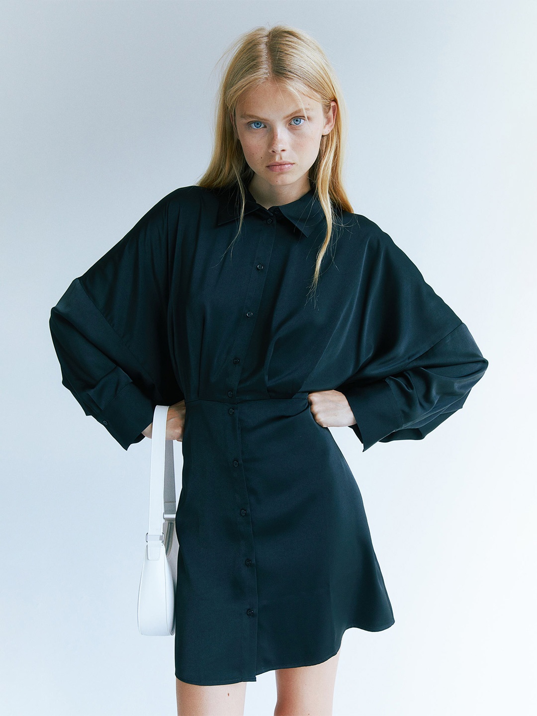 

H&M Shirt Mini Dress, Black