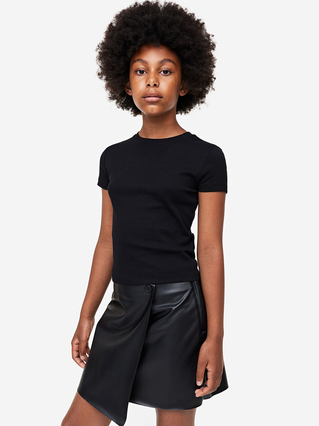 

H&M Girls Wrap Mini Skirt, Black