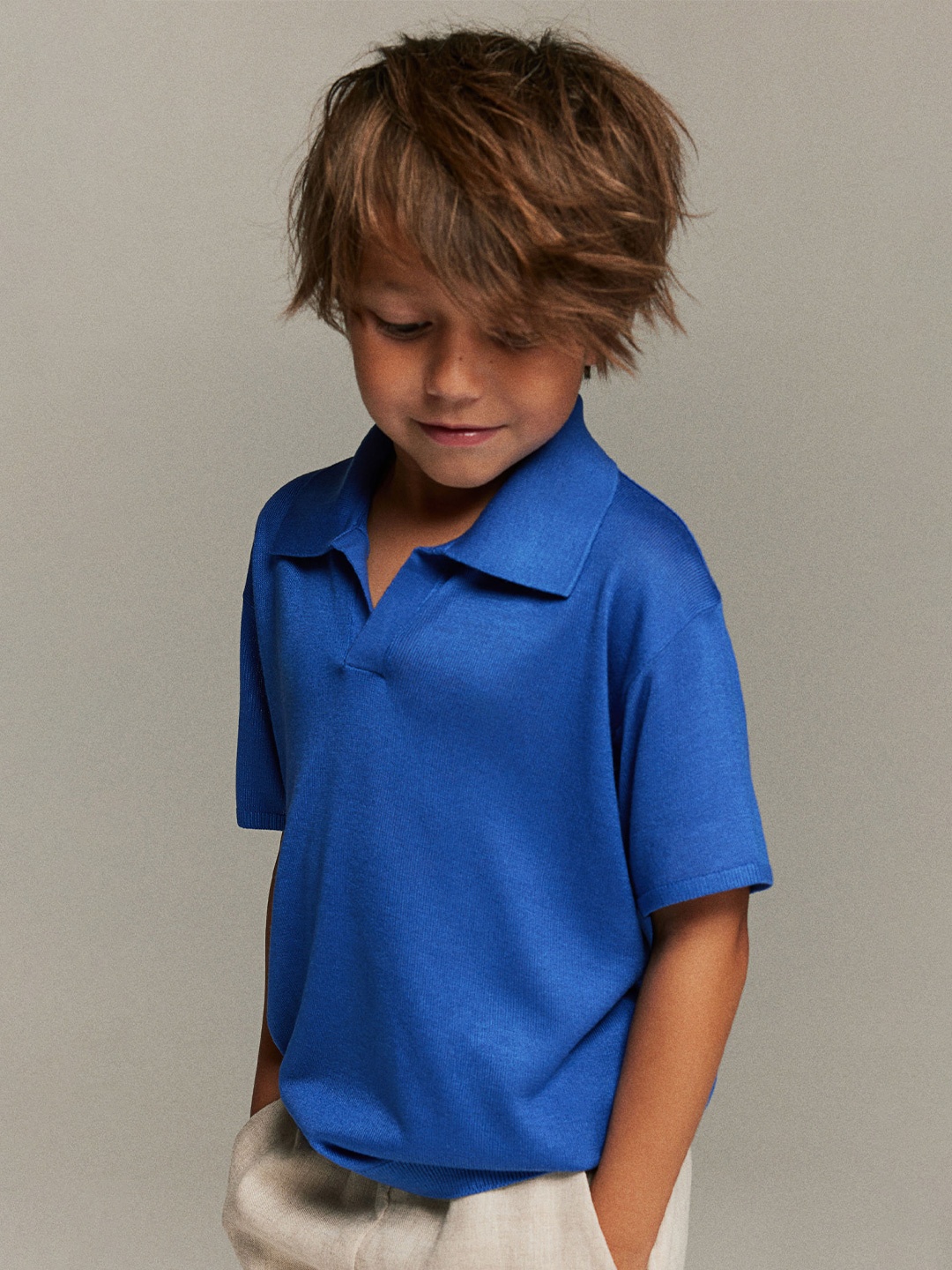 

H&M Boys Knitted Polo T-Shirt, Blue