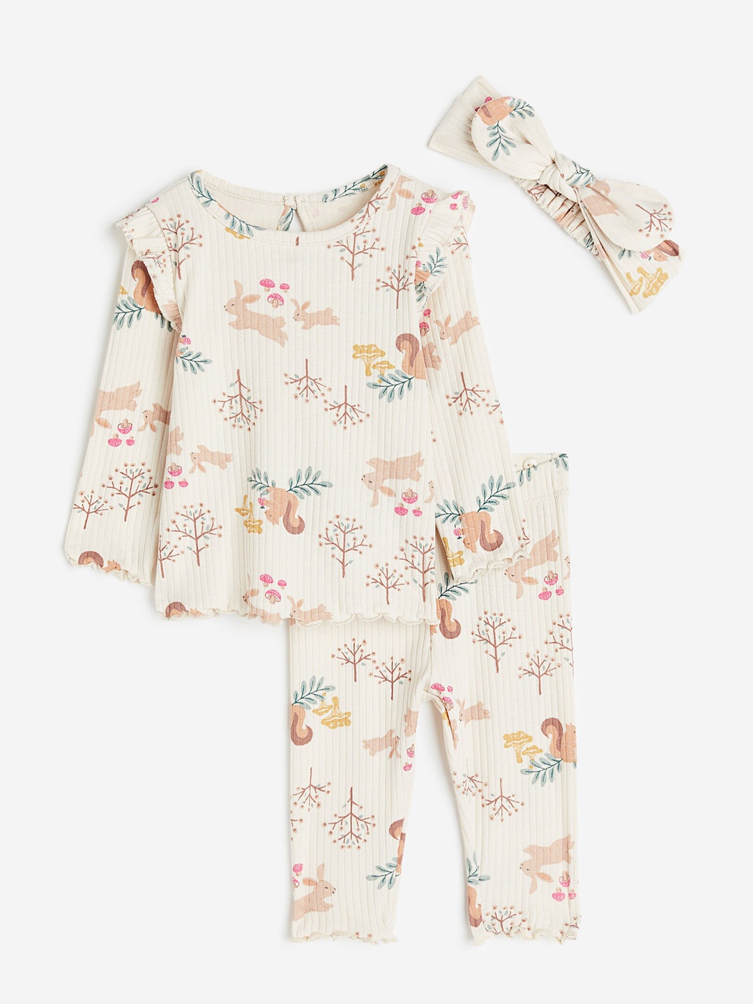 

H&M 3-Piece Ribbed Set, White
