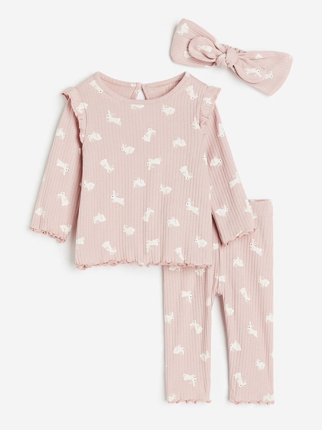 

H&M Girls 3-Piece Ribbed Set, Pink