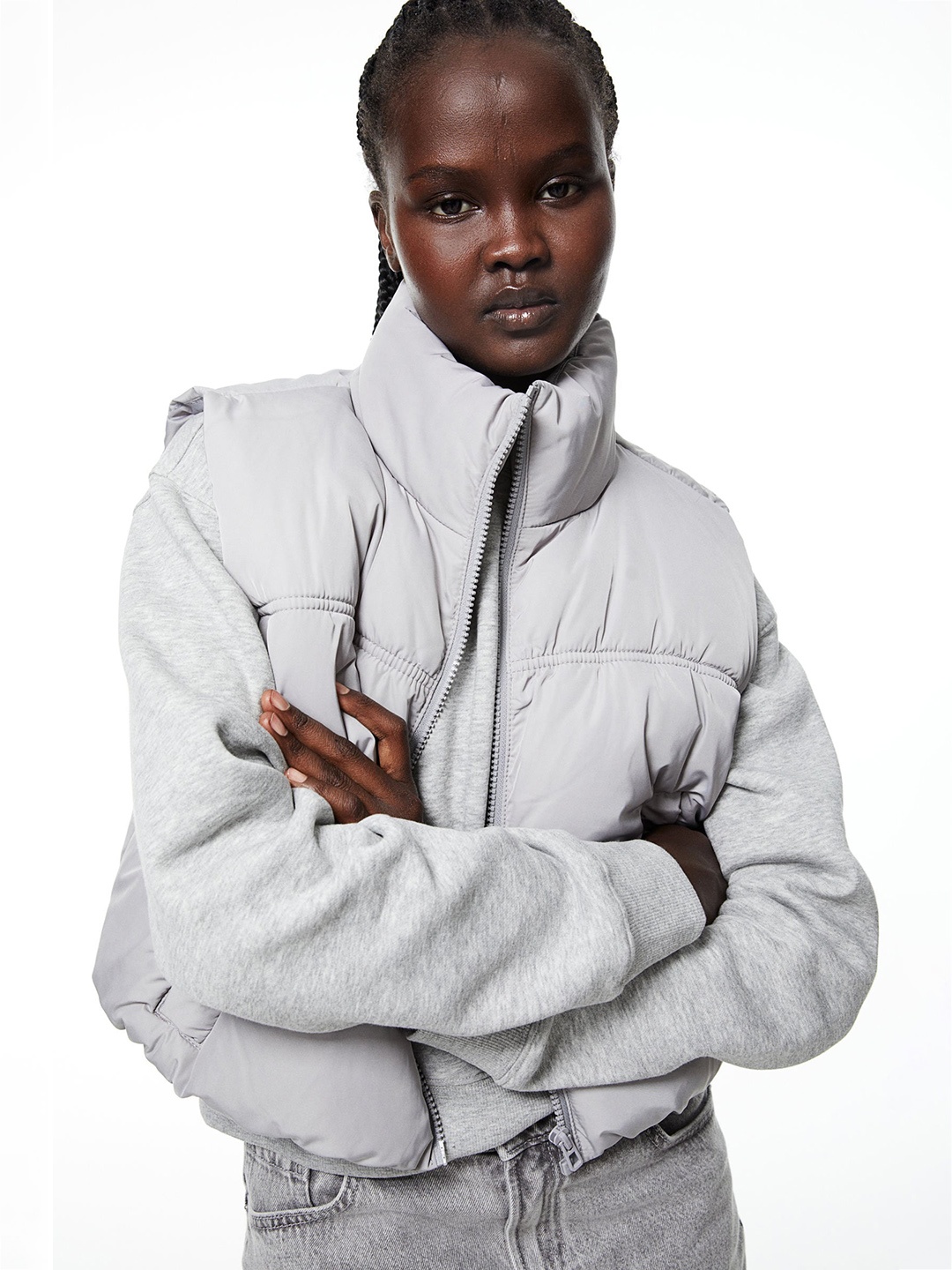 

H&M Puffer Gilet Jacket, Grey