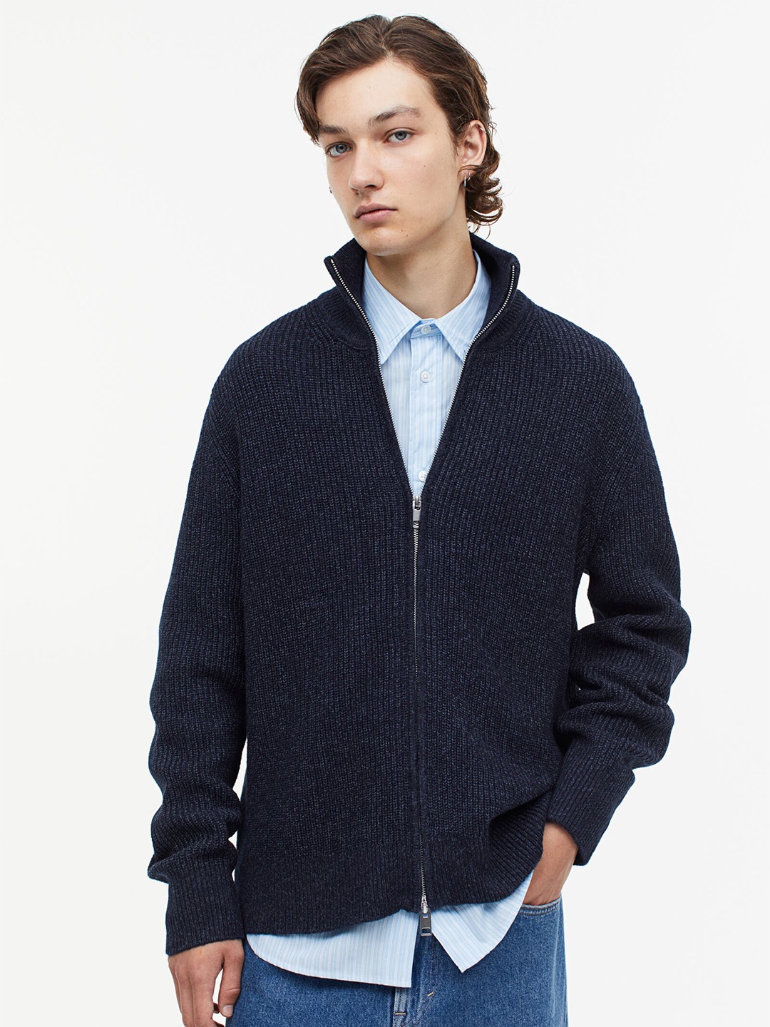 

H&M Zip-Through Cardigan, Blue