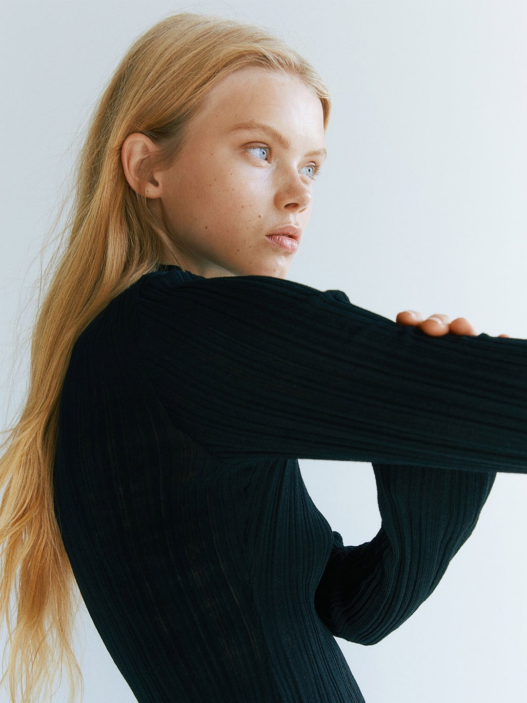 

H&M Sheer Rib-Knit Turtleneck Top, Black