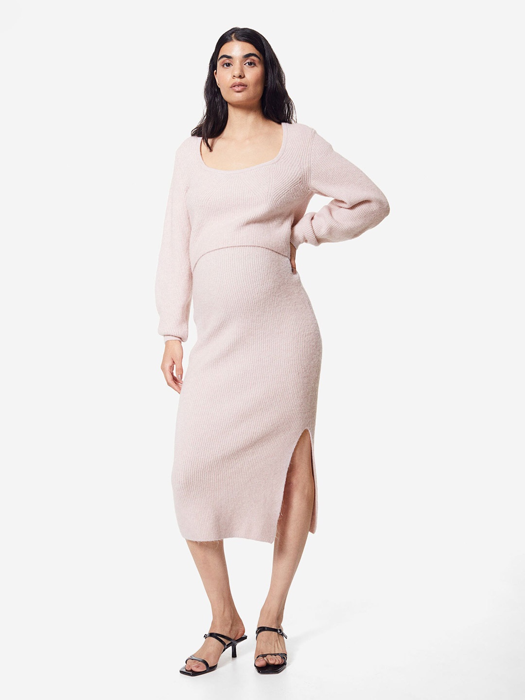 

H&M MAMA 2-Piece Rib-Knit Set, Pink