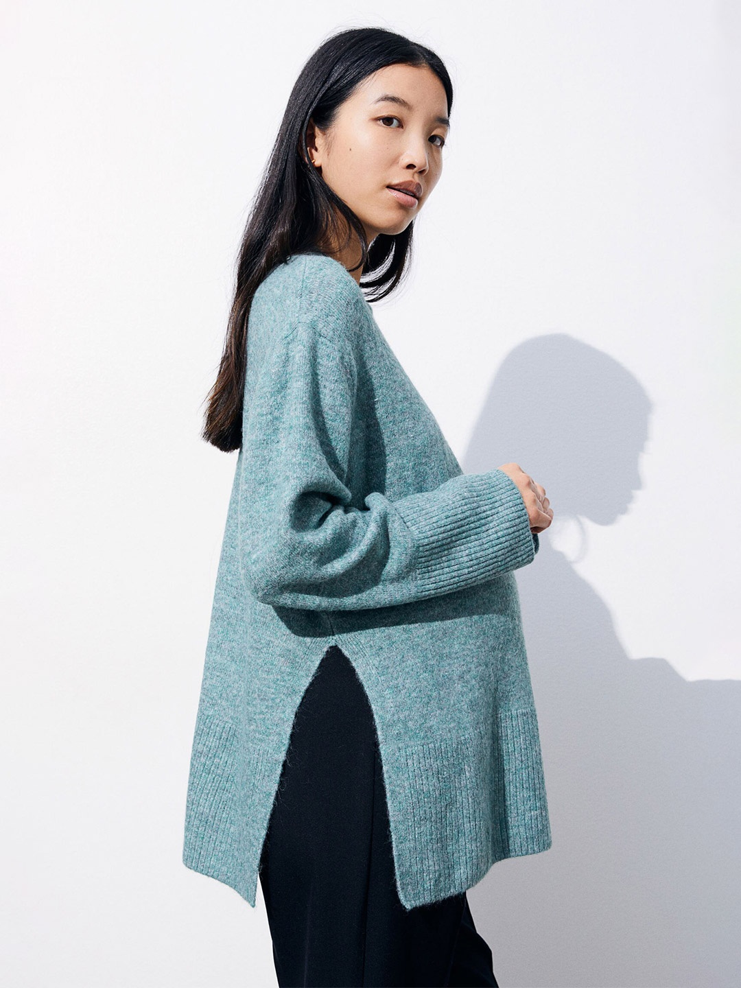 

H&M MAMA Before & After Maternity Jumper, Turquoise blue