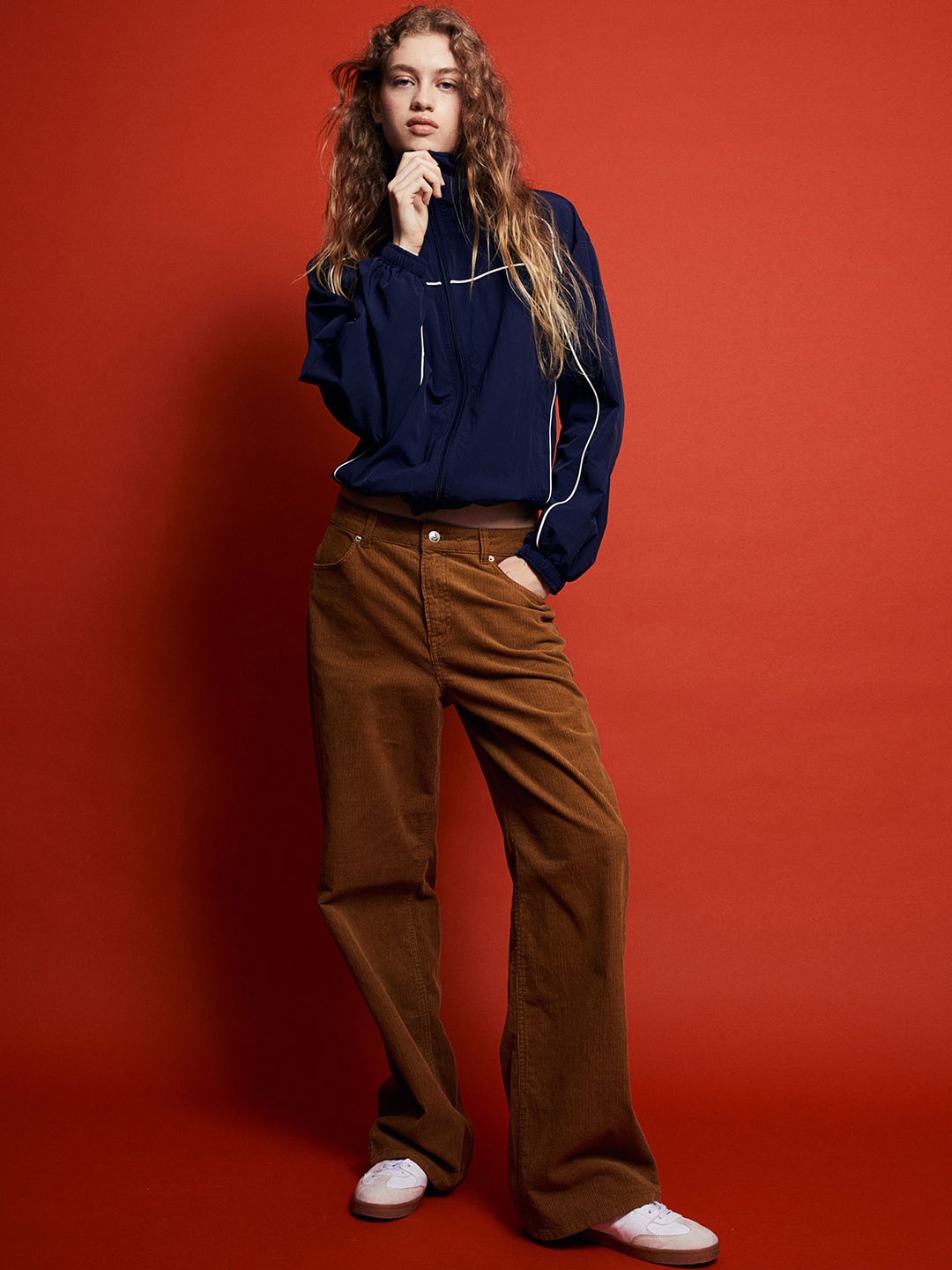 

H&M Women Relaxed-Fit Corduroy Trousers, Brown