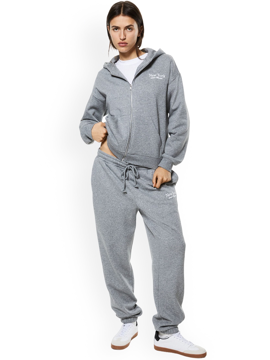 

H&M Women Text-Motif Joggers, Grey